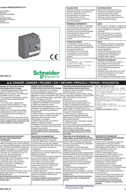 schneider施耐德NSX 200-250A DC PV leaflet